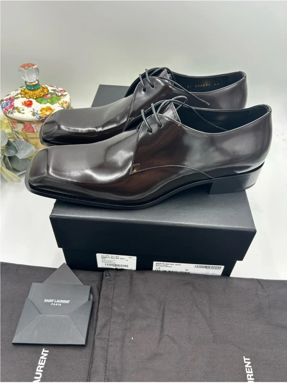 Men’s St. Laurent JEAN leather Derby shoes size 43 made in Italy